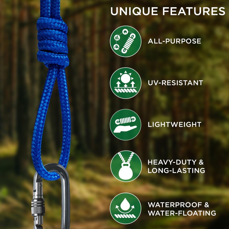 TECEUM Rope – 46M x 6mm (1/4 Inch) – Blue