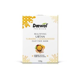 Deewal Beautifying Turmeric + Sandalwood Ubtan Clay Face Mask 100g | Vegan | No Preservatives| For Glowing Skin | Suitable to all skin types