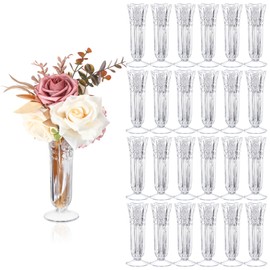 Eaasty 24 Pcs Small Plastic Vases, Mini Vases for Flowers, 6 Inch Clear Crystal Vases Plastic Centerpiece Vases for Wedding Home Office Table Decorations