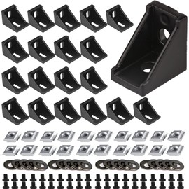 4040 Series Aluminum Profile Connector Set 20pcs 40pcs Corner Brackets M8x20mm T Slot Nuts 40pcs M8 Flat Washers 40pcs M8x16mm Hex Socket Cap Screw Bolts 8mm Slot Aluminum Profile Accessories (Black)
