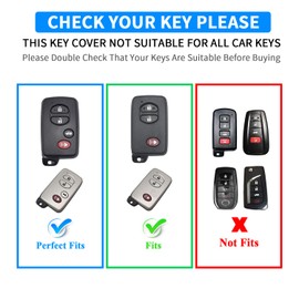 QBUC for Toyota Key Fob Cover with Keychain, Car Key Case Protection for Toyota Fit for Camry Avalon Corolla Highlander Prius RAV4 Venza, Key Fob Protector Accessories (Silver-Blue)