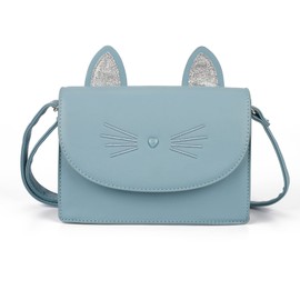 AFKOMST Cute Purses for Teen Girls Small Shoulder Bag and Handbags Cat Gift for Kids, blue, crossbody