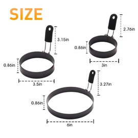 YEVIOR Pancake Rings for Griddle 6 Inch,6 Pack Round Tool Cooking Kitchen Gadgets,3 and 3.5 Inch Egg Rings For Frying Shaping Cooking Eggs,Omelette Ring for Griddle