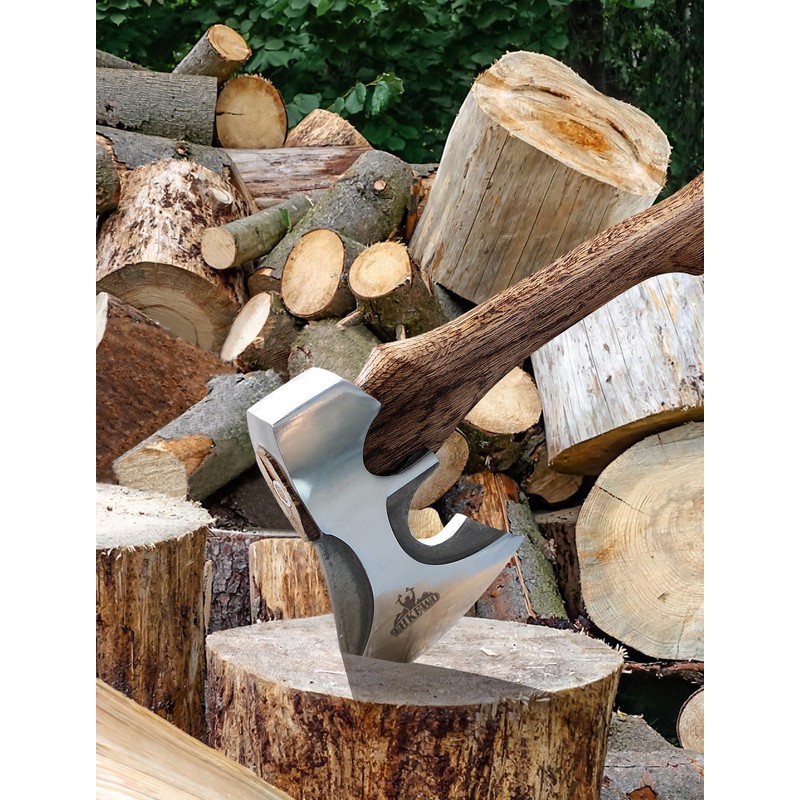 Camping Hatchet -Chopping Axe with Leather Sheath, 22.3" Forged Carbon