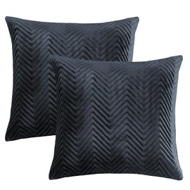 BedLooms Black Velvet Cushion Covers 45 x 45 cm (Pack of 2) Unique Ultrasonic Cushion Cover Decorative Square Throw Pillow Case for Sofa Living Room Couch with Invisible Zipper (18 x 18 Inch)