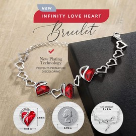 Leafael Infinity Love Heart Bracelet, Birthstone Bracelets For Women with Healing Stones, Allergy-Free Jewellery for Women with Gift Box, Silver-Tone Link Charm Bracelet, 7-inch chain 2-inch Extender