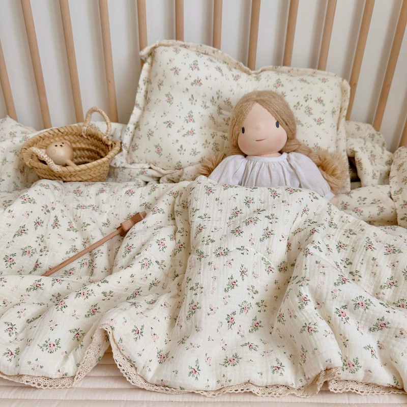 BuLuTu Cotton Muslin Toddler Bed Blanket Breathable Thermal Kids Girls