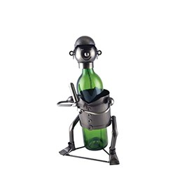 Wine Bodies Baseball Player Metal Wine Bottle Holder, Charcoal