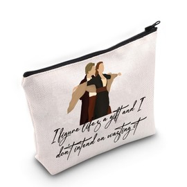 WZMPA Jack And Rose Theme Cosmetic Makeup Bag Romantic Movie Inspired Gifts I Figure Life A Gift And I Don't Intend On Wasting It Zipper Pouch Bag For Movie Lovers, I Figure Life, Fit