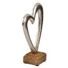 ootb Silver Metal Heart on Wooden Base 17cm