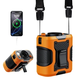 KIMMOO 5 in 1 Portable Waist Fan, 100 Speeds Powerful 13500RPM, Hands-Free Neck Fan with up to 24H Cooling, Rechargeable Personal Wearable Belt Body Shirt Fan for Camping Outdoor Jobsite, Orange