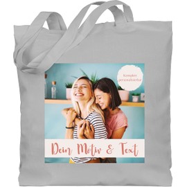 Geschenk mit Namen personalisiert by Shirtracer - Cotton Bag - Own - Photo Picture, 5 Light Grey