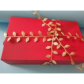 WAPAG Ribbon for Christmas Tree, Gold Leaves Ribbon for Gift Wrapping, 25 Yards Ribbons for Crafts DIY Garland As Home Decorations Party Decor, Wedding, Sewing Applications Greek Goddess Accessories