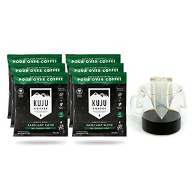Kuju Coffee Premium Single-Serve Pour Over Coffee | Ethically Sourced, Specialty Grade, Eco-Friendly | Basecamp Blend, Medium Roast, 6-pack