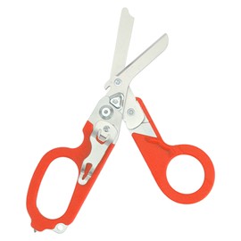 Emergency Response Shears Foldable Shear with Ring Cutter Glass Breaker Latching Function For Indoor Outdoor Orange