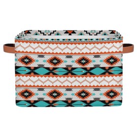 SinSenMa Aztec Storage Baskets with Handles,Foldable Western Cubes Storage Box Bin,Waterproof Open Shelf Basket Organizer for Clothes Toy Gift Basket