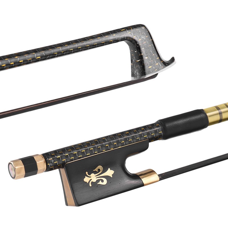 4/4 Violin Fiddle Bow Well Balanced Golden Braided Carbon Fiber