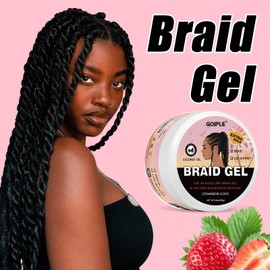 Braid Gel Smoothing Braiding Gel for Twist, Locs, Braids, Edge Control, Cornrows - Strong Hold, No Flake, Anti-Frizz, Easy to Use Hair Gel for Women (16 OZ Strawberry Flavor)