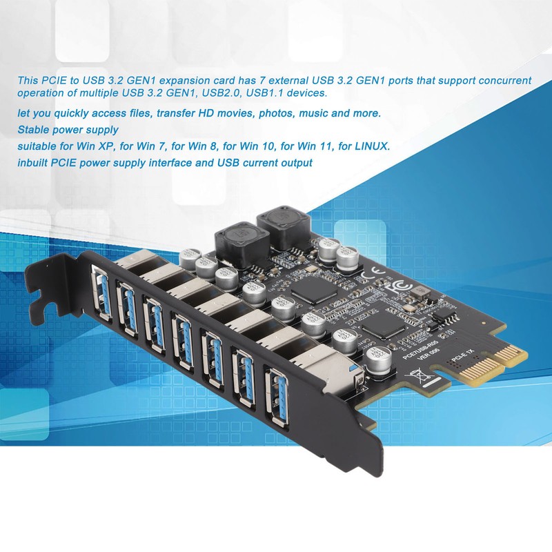 7 Port PCIE Expansion Card 7 Ports USB 3.2 GEN1