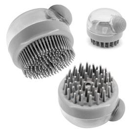 Buwico Kopfhaut Massagebürste, 2 Stück Automatische Flüssige Shampoo Bürste, Kopfhaut Bürste, Kopfhautpeeling/Peeling für Kopfhautmassage und Schuppenentfernung, Nasse und Trockene Duschbürste (Grau)