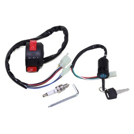Trkimal Interruptor de encendido de 3 funciones, interruptor de arranque izquierdo + conjunto de bujía para 50 cc 70 cc 90 cc 110 cc 125 cc 150 cc TaoTao SUNL chino ATV Quad 4 ruedas Apollo Dirt Bike Scooter Parts