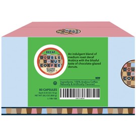 Glazed Donut Coffee Medium Roast Decaf Flavored Coffee Pods for Keurig K Cups Makers from Double Donut, 80 Capsules