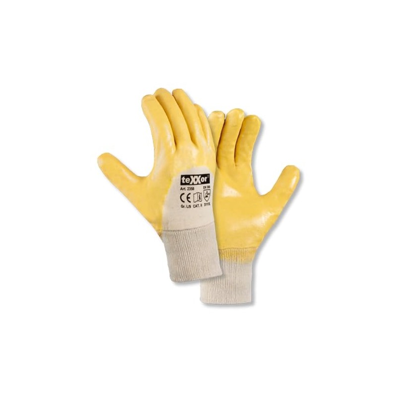 texxor Pack of 12 Nitrile Gloves 2356, Knitted Cuff, Pack