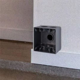 TayMac 5388-0 2-Gang Weatherproof Deep Box with Five 3/4-in. Threaded Outlets (Gray), Weatherproof Box for Outdoor Branch Circuit Wiring, Outdoor Junction Box for Outlet, Switch, or GFCI