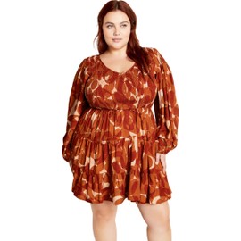 City Chic Women's Plus Size Jemma Mini Print Dress, Amber Jewel