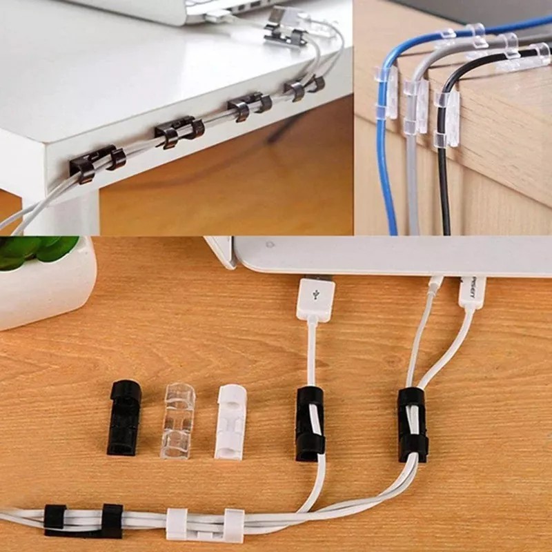 Estuchelandia Clip Organizador De Cables Autoadhesivo Sujetador Usb 20pzas