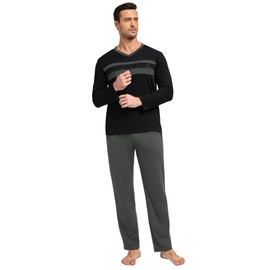 Nieery Men's Pyjamas Sets Premium Cotton Pyjamas for Men's Nightwear Breathable Mens Loungewear Comfortable Sleepwear Pjs Set Black M