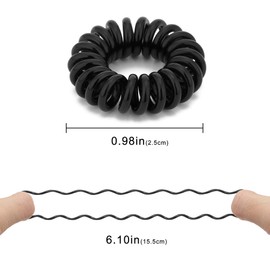 Spiral Hair Ties (Small Black,50 Pcs), Coil Hair Ties for Thick Hair, Ponytail Holder Hair Ties for Women, No Crease Hair Ties, Phone Cord Hair Ties for all Hair Types with Plastic Spiral