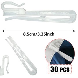 30 Pcs Plastic Curtain Hooks Lifting Curtain Tape Hook Adjustable Deep Pinch Pleat Hooks for Locking Window Door Shower Curtains Header Clip Hooks