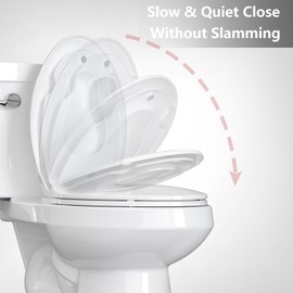 Toilet Seat, Elongated Toilet Seat with Toddler Seat Built in, Potty Training Toilet Seat Elongated Fits Both Adult and Child, with Soft Close, Never Loosen, Easy Install and clean - White