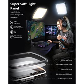 NiceVeedi 14" Large Soft Light with 75" Stand, Full Screen Dimmable Ring Light, 3 Color/Modular Design/Remote/Phone Holder, Streaming Light for Video Recording/Home Office/TikTok/Makeup/Zoom