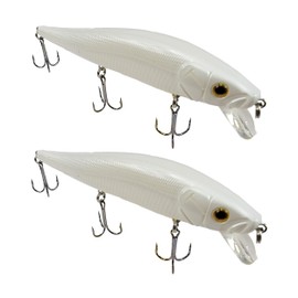 Tackle HD 2-Pack Fiddle-Styx Magnum Jerkbait, 5 1/2" x 5/8" Suspending Jerk Baits, Freshwater or Saltwater Fishing Lures, Trout, Crappie, Walleye, or Bass Lures, French Pearl