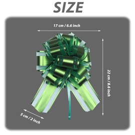 5pcs 7inch Large Pull Bows Wrapping Pull Bow Ribbon Green, Green Ribbon Pull Bows Gift Wrap Bows for Gift Wrapping Baskets Wedding,Valentine's,Birthday Gift,Christmas,Flower Decorations Pull Bows