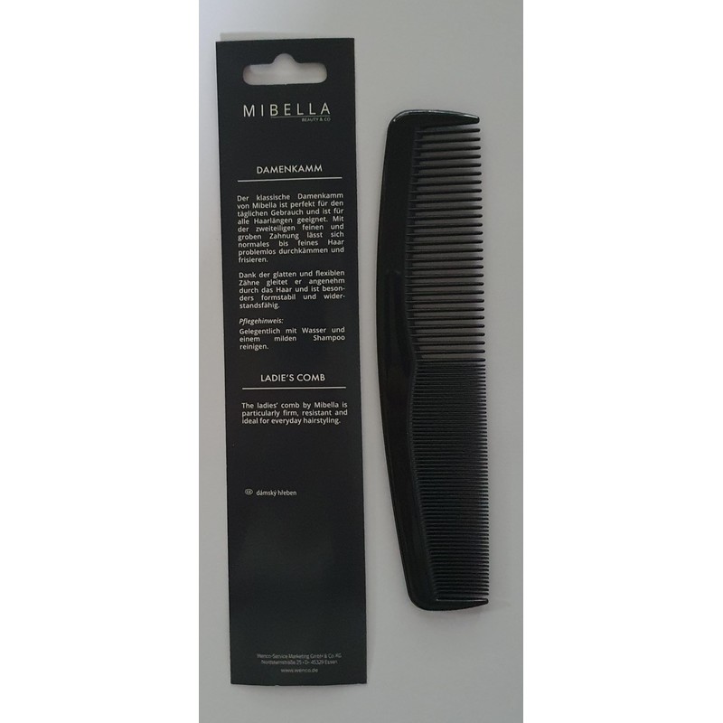 Mibella Haarkamm-Set, 3-teilig, Damen-, Herren- und Taschenkamm, Schwarz, Professionelle Haarpflege