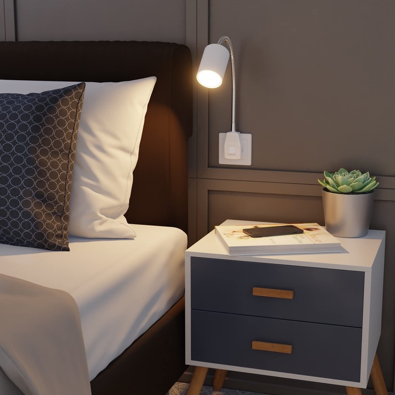 ledscom.de WAIKA GU10 Socket Lamp Gooseneck Switch White with GU10