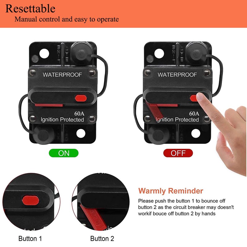 GaiRen Trolling Motor Plug and Circuit Breaker 60Amp Kit, Trolling