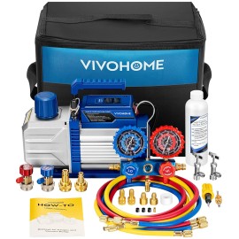 1/4 HP 3.5CFM HVAC Air Vacuum Pump & Manifold Gauge Set R1234yf R454B R134a R22