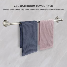 Newfun 8-Pieces Brushed Nickel Bathroom Accessories Set Towel Racks for Bathroom - Bathroom Hardware Set,2 * 24 Inch Towel Bar for Bathroom 2*Toilet Paper Holder 2* Towel Ring Towel Holders 2* Hook