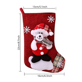 Gibsob Set of 4 Christmas Stocking for Filling, Christmas Stocking Linen, Christmas Stocking Decoration, for Fireplace, Christmas, Christmas Tree, Home, Restaurant, School