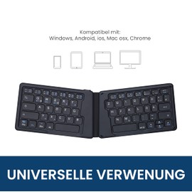 Perixx PERIBOARD-805 Ergo, Bluetooth 5.1 Faltbare ergonomische Tastatur, Ultra-dünnes tragbare Falt-Tastatur, Dunkelgrau, DE QWERTZ Layout