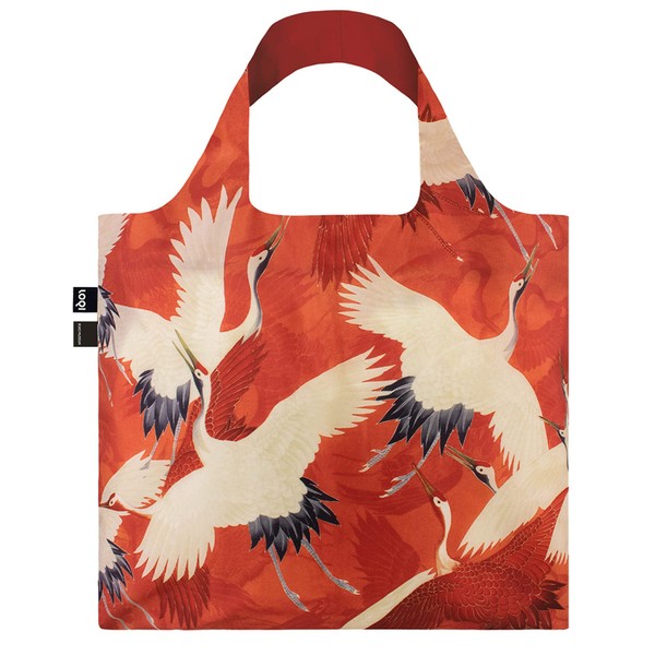 Low Key WH.CR.R Women's Eco Bag, White and Red Cranes