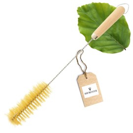 HOFMEISTER® Bottle Brush, 38 cm, EU Natural Product, Plastic-Free, Effective Cleaning of Tight Bottle Necks and Baby Bottles, Tube Brush with Natural Bristle Handle Made of Beech Wood