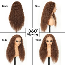 18Inch Light Brown Deep Wave Human Hair Wig 13x4 Lace Front Wigs Human Hair 100% Real Hair Wigs for Women 200% Density Pre Plucked with Baby Hair Natural Hairline
