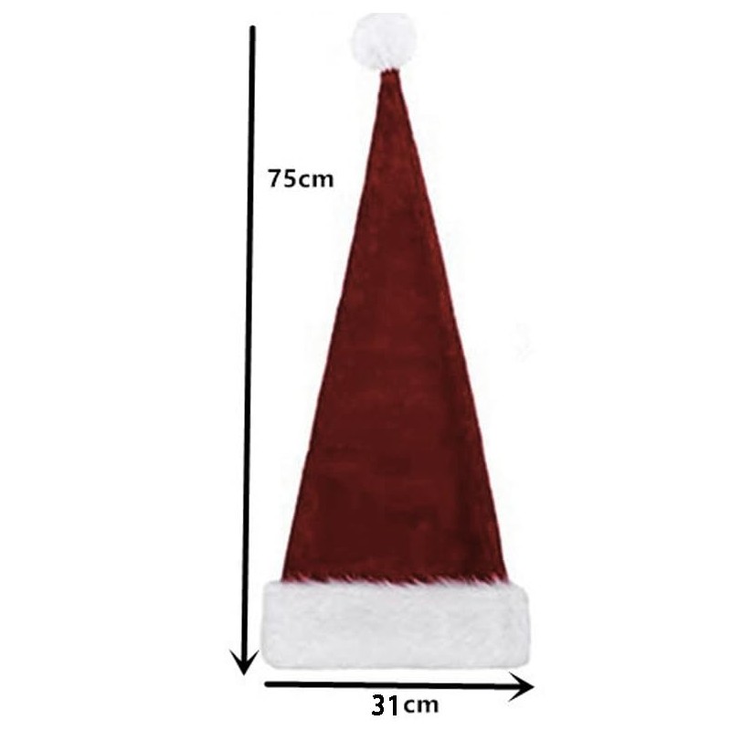 YYCRAFT Long Burgundy Santa Hat Deluxe Christmas Hat for Adults