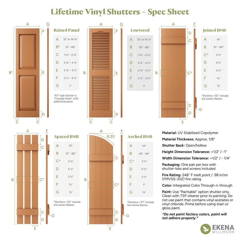 3" Lifetime Vinyl Shutter-Lok's, Wicker (4/Bag)