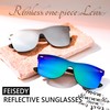 FEISEDY Trendy Rimless Mirrored One Piece Lens Sunglasses Reflective Sun